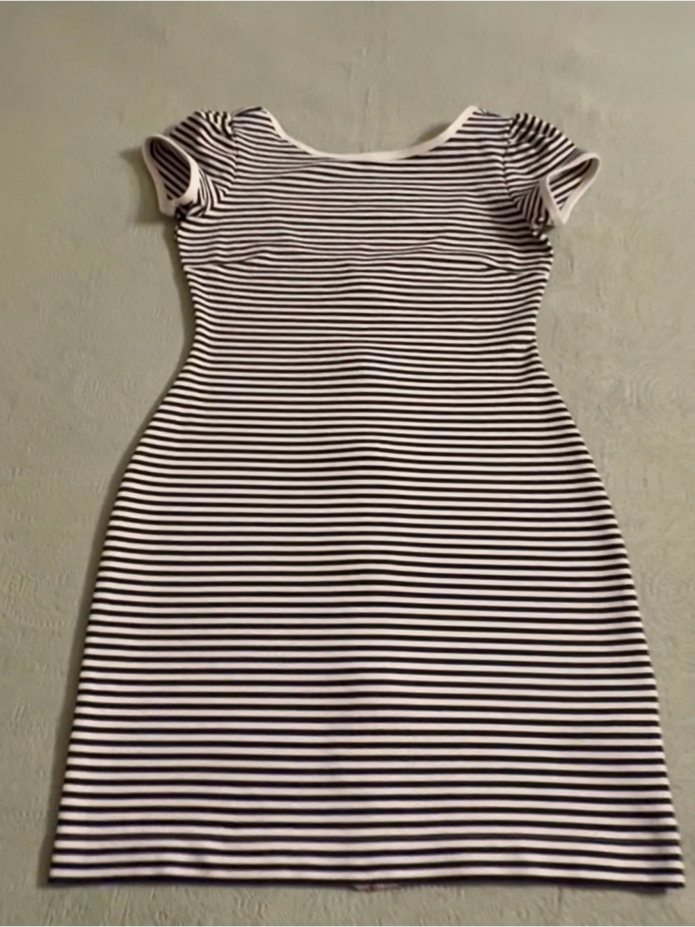 Juicy Couture cream/navy striped mini zip dress, sm, used/nice.